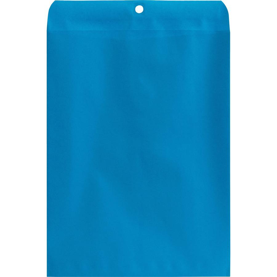 Quality Park 9 x 12 Clasp Envelopes with Deeply Gummed Flaps - Clasp - #90 - 9" Width x 12" Length - 28 lb - Clasp - Wove - 10 / Pack - Blue. Picture 2