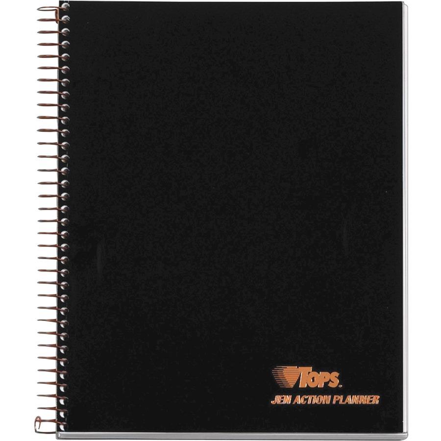 TOPS Action Planner - Action - Julian Dates - 6 3/4" x 8 1/2" Sheet Size - Wire Bound - Chipboard - Black CoverPerforated - 1 Each. Picture 4