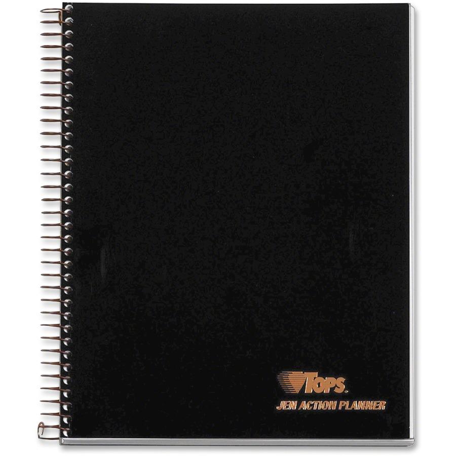 Tops 63827 Journal Entry Notetaking Planner Pad - 84 Sheets - Wire Bound - 20 lb Basis Weight - 6 3/4" x 8 1/2" - White Paper - Black Cover - Perforated, Unpunched - 1 Each. Picture 3