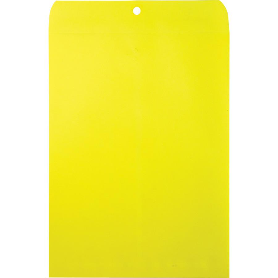 Quality Park 9 x 12 Clasp Envelopes with Deeply Gummed Flaps - Clasp - #90 - 9" Width x 12" Length - 28 lb - Gummed - 10 / Pack - Yellow. Picture 3