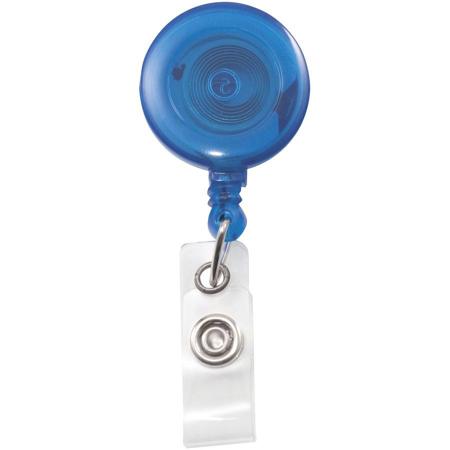 Advantus Translucent Retractable ID Card Reel with Snaps - Vinyl, Nylon, Metal - 12 / Pack - Translucent Blue, Clear. Picture 5