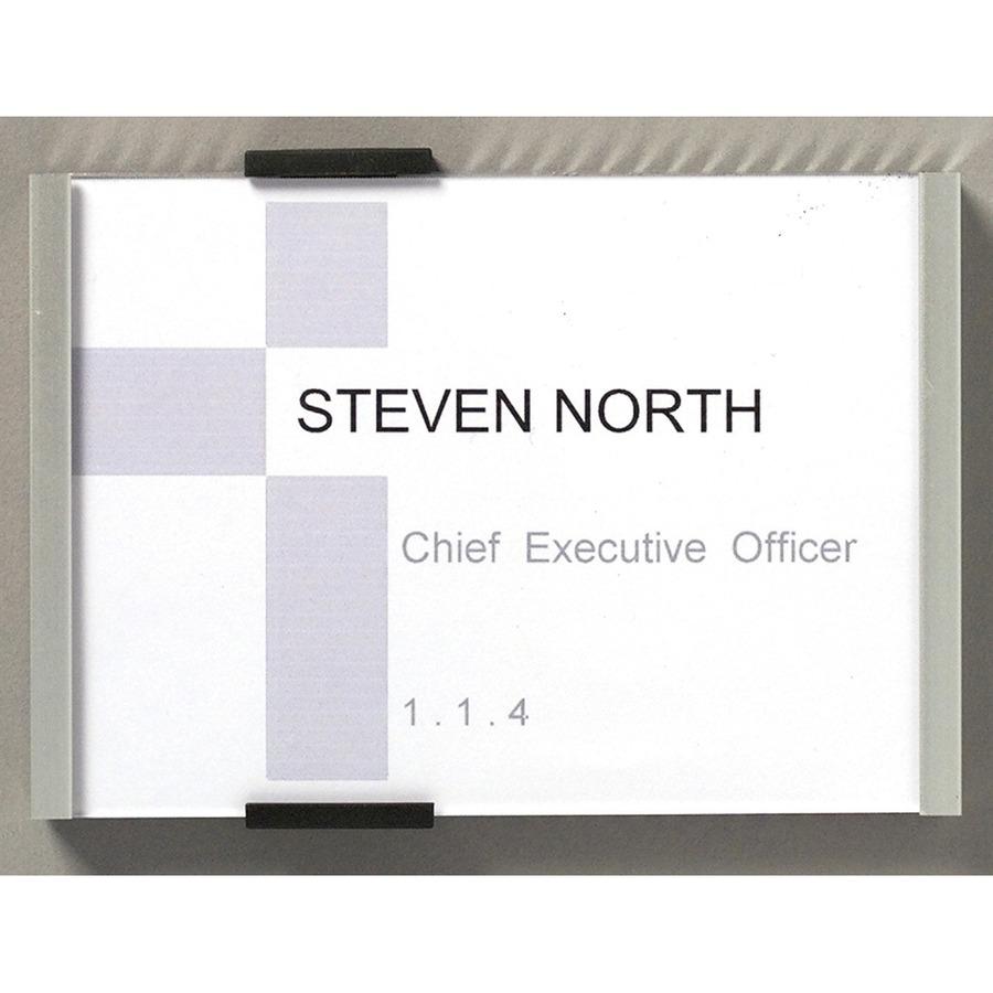DURABLE&reg; Wall Mounted INFO SIGN - 6-1/8" x 4-3/8" - Rectangular Shape - Acrylic, Aluminum -Easy to Update - Silver - 1 Pack. Picture 4