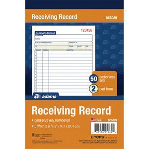 Adams Carbonless Receiving Record Book - 50 Sheet(s) - 2 PartCarbonless Copy - 5.56" x 8.43" Sheet Size - White - 1 Each. Picture 4