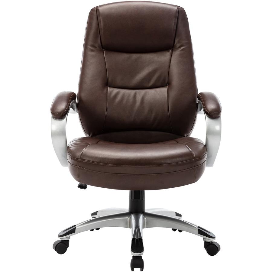 Lorell Westlake Series Executive High-Back Chair - Saddle Leather Seat - Black Polyurethane Frame - Saddle - 1 Each. Picture 5