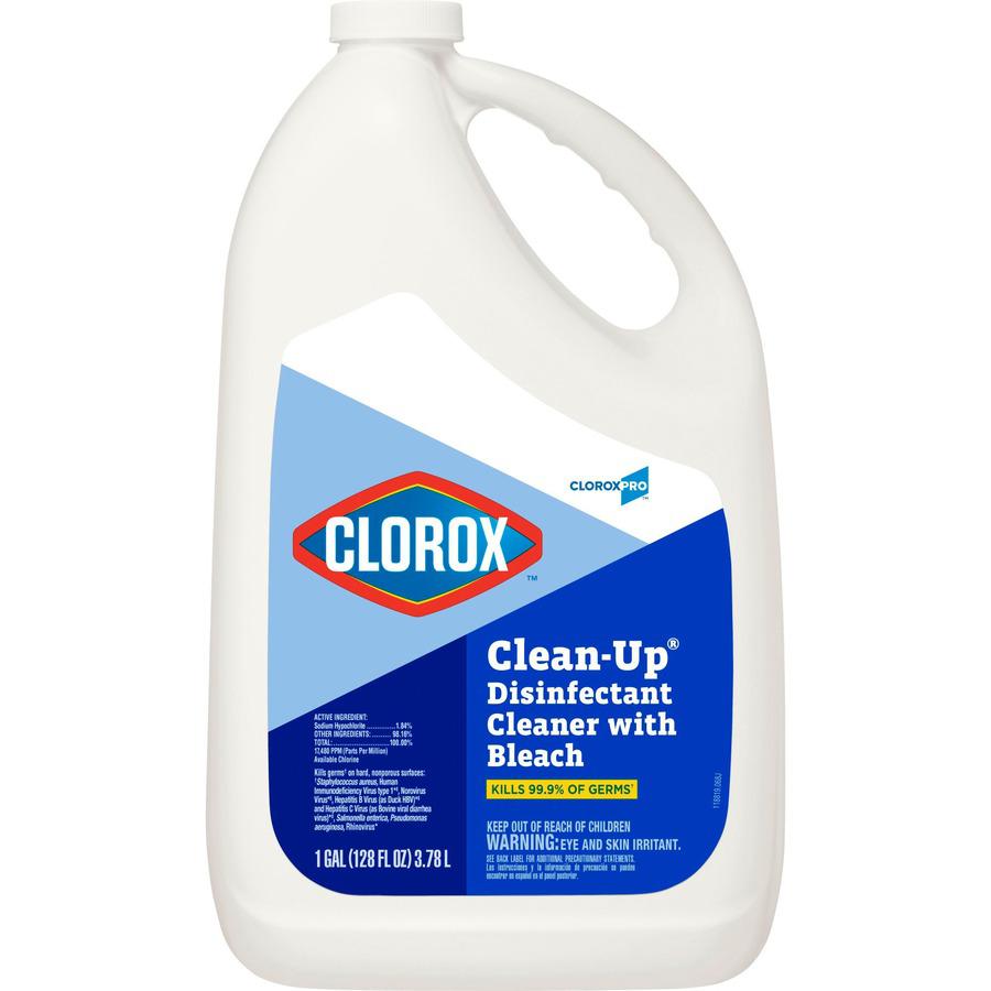 CloroxPro&trade; Clean-Up Disinfectant Cleaner with Bleach Refill - Liquid - 128 fl oz (4 quart) - Original Scent - 4 / Carton - Clear, Pale Yellow. Picture 3