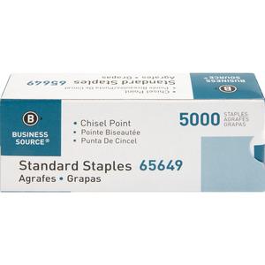 Business Source Chisel Point Standard Staples - 210 Per Strip - 1/4" Leg - 1/2" Crown - Holds 30 Sheet(s) - Chisel Point - Silver5000 / Box. Picture 2