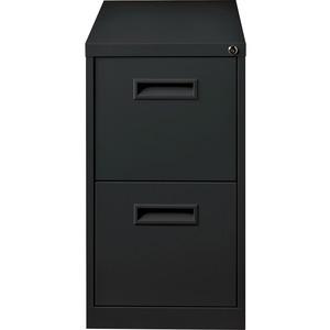 Lorell 22" File/File Mobile File Cabinet with Recessed Pull - 15" x 22.9" x 28" - 2 x Drawer(s) for File - Letter - Security Lock, Ball-bearing Suspension - Black - Powder Coated - Steel - Recycled. Picture 4