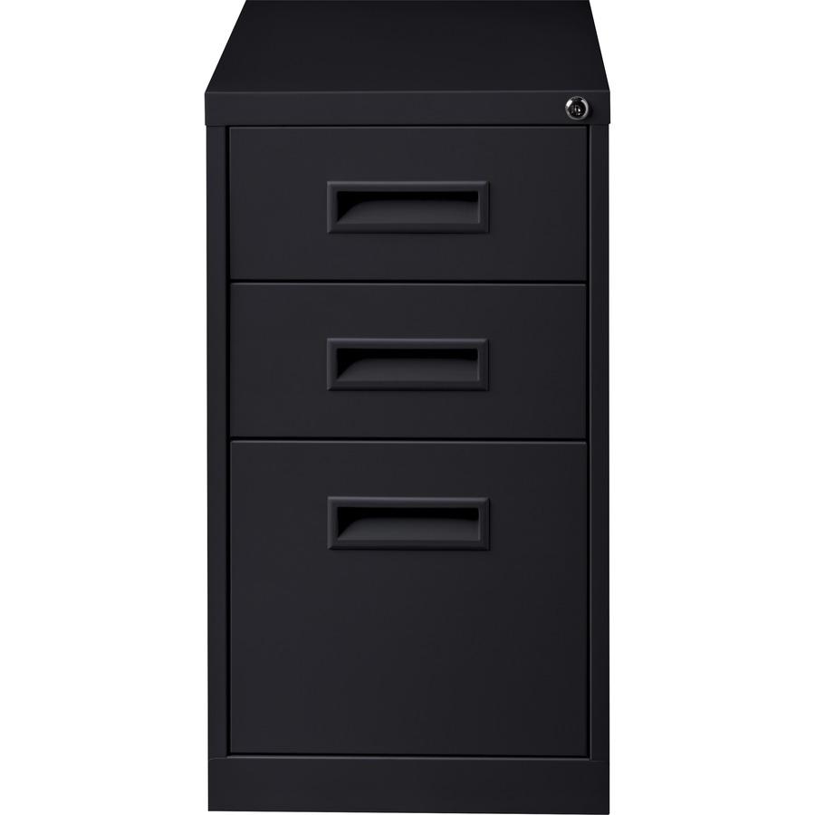 Lorell 19" Box/Box/File Mobile File Cabinet with Recessed Pull - 15" x 19" x 28" - 3 x Drawer(s) for Box, File - Letter - Ball-bearing Suspension - Black - Steel - Recycled. Picture 4