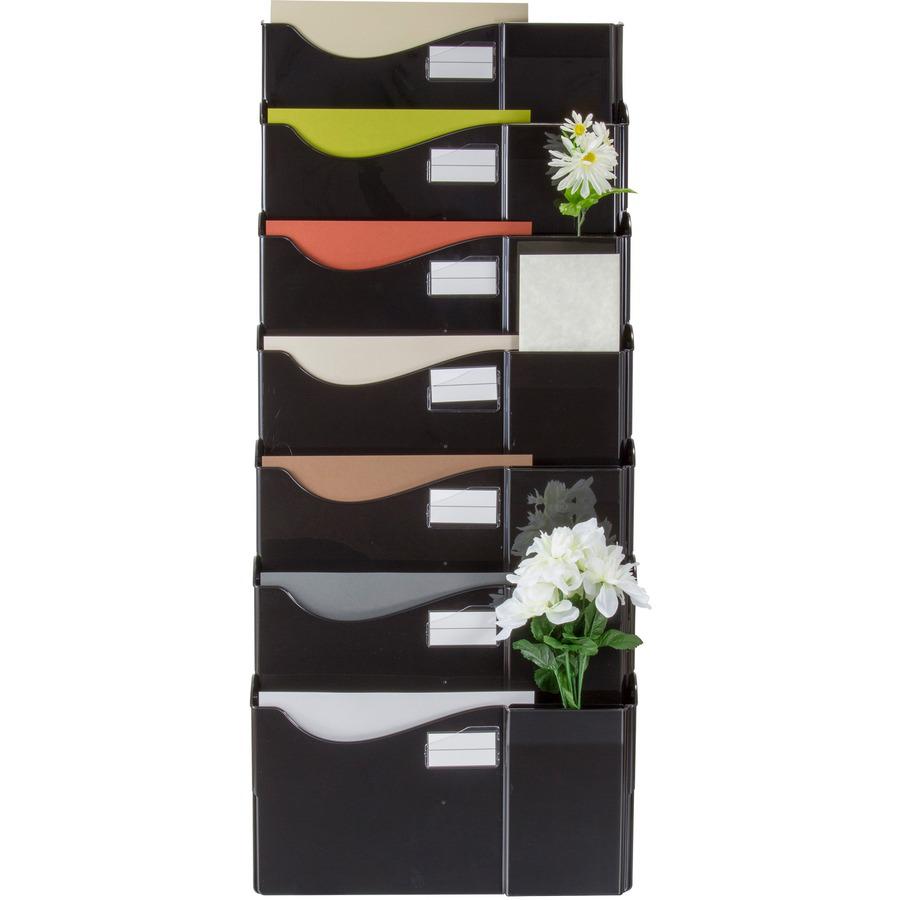 Officemate Grande Central Wall Filing System, 7 Pockets - 7 Pocket(s) - 38.3" Height x 16.6" Width x 4.8" Depth - Black - 1 / Pack. Picture 2