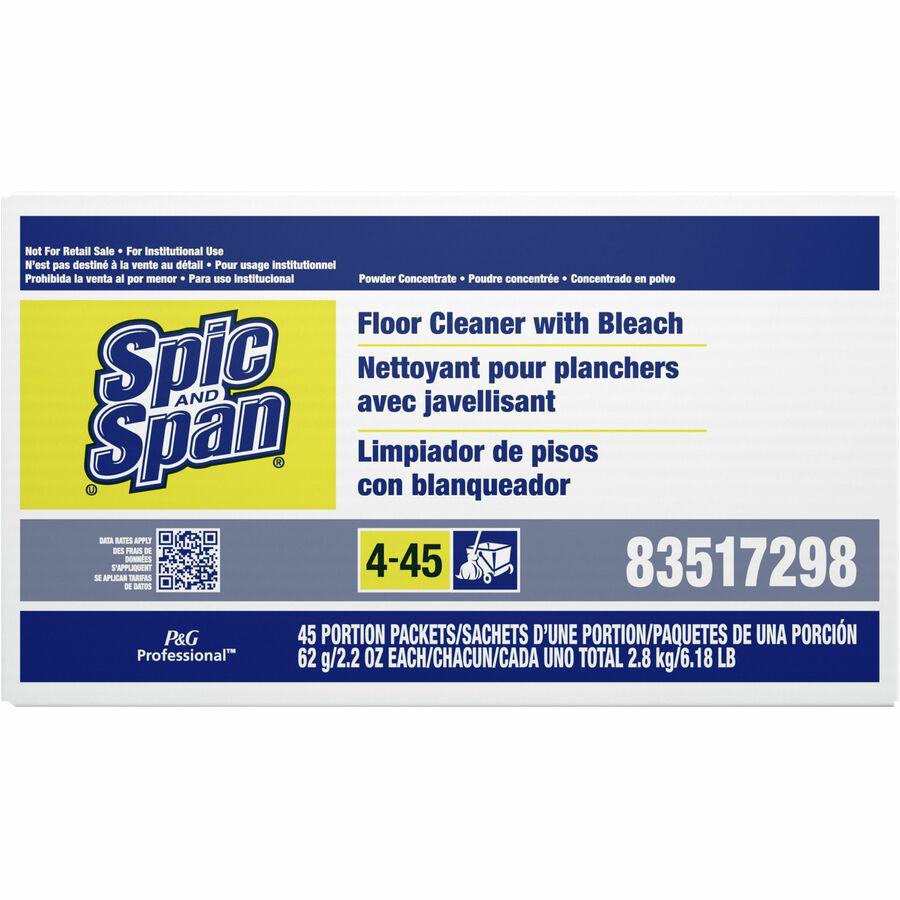 Spic and Span Floor Cleaner with Bleach - For Multipurpose - 2.20 oz (0.14 lb) - 45 / Carton - Deodorize, Phosphate-free, Heavy Duty - White. Picture 3