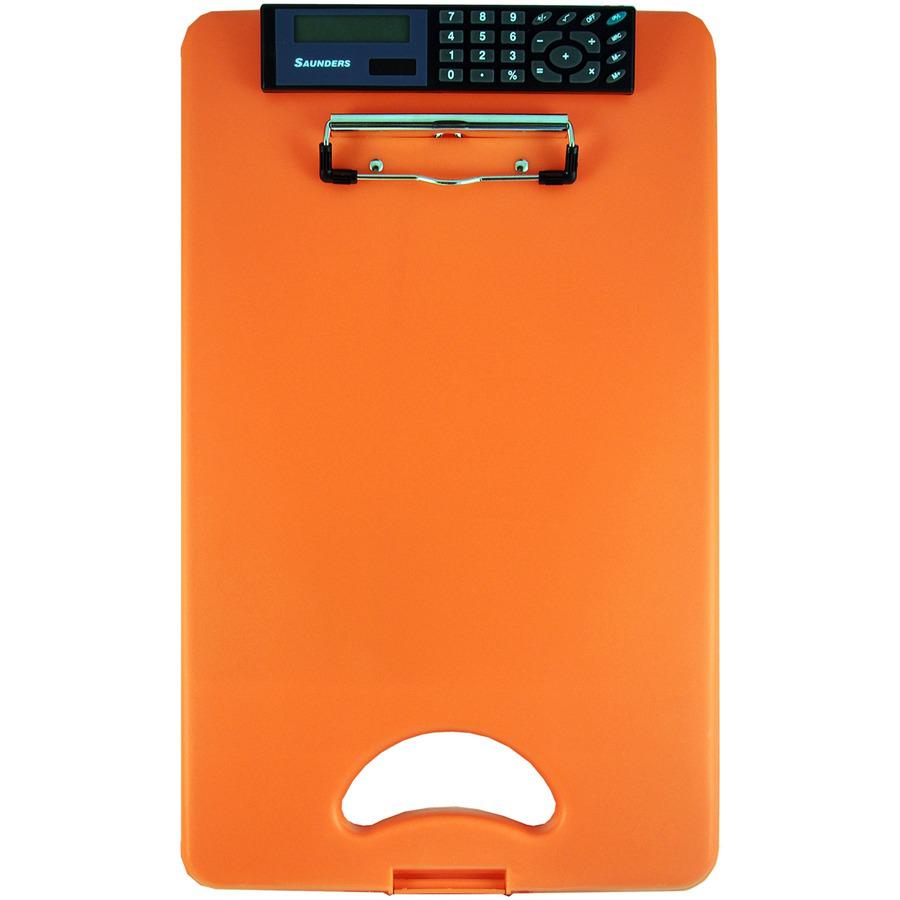 Saunders DeskMate II 00543 Portable Storage Clipboard - 0.50" Clip Capacity - Storage for Stationary - Bottom Opening - 10" x 16" - Low-profile - Polypropylene - Tangerine - 1 Each. Picture 4