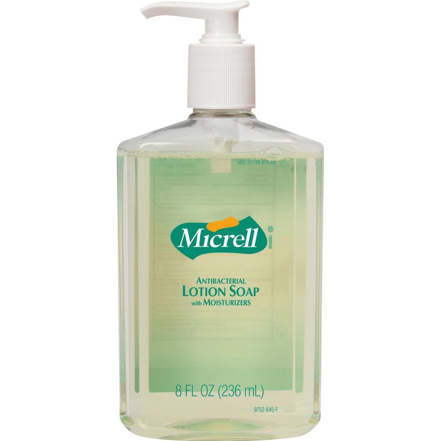 Micrell Antibacterial Lotion Soap - Citrus ScentFor - 8 fl oz (236.6 mL) - Pump Bottle Dispenser - Kill Germs, Grease Remover - Hand - Anti-irritant, Bio-based - 12 / Carton. Picture 3
