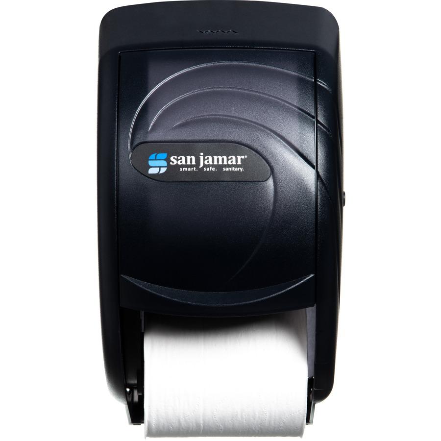 San Jamar Duett Standard Bath Tissue Dispenser - Roll Dispenser - 2 x Roll - 12.8" Height x 7.5" Width x 7" Depth - Plastic - Black Pearl - Compact, Impact Resistant, Lockable, Wall Mountable, Break R. Picture 2