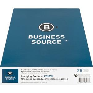 Business Source Letter Recycled Hanging Folder - 8 1/2" x 11" - Green - 100% Recycled - 25 / Box. Picture 10