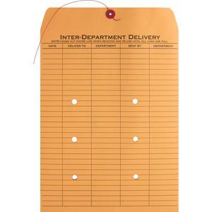 Business Source 2-sided Inter-Department Envelopes - Inter-department - 10" Width x 13" Length - 28 lb - String/Button - Kraft - 100 / Box - Kraft. Picture 3