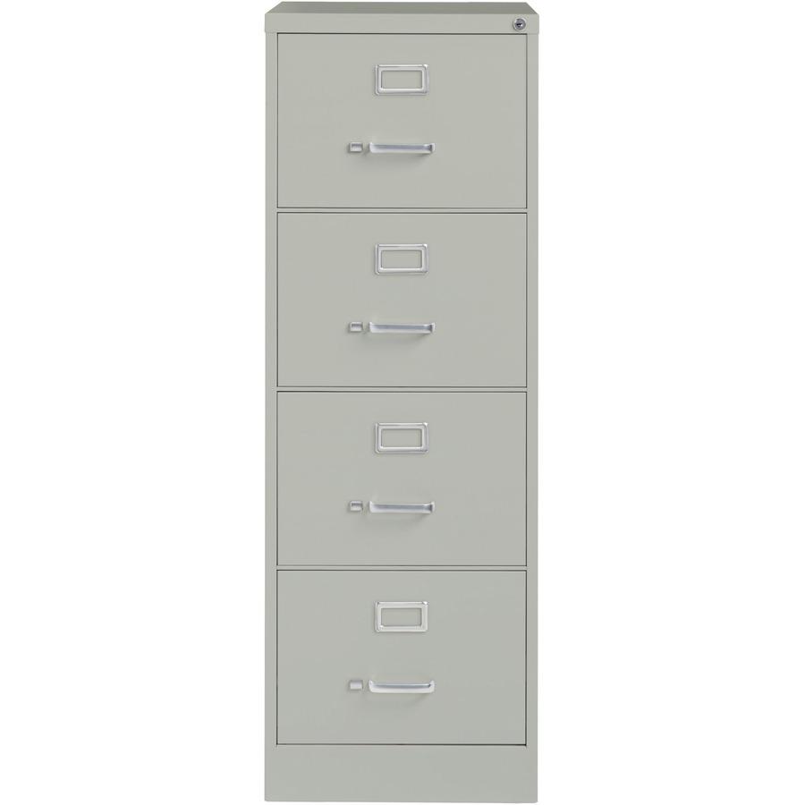 Lorell Fortress Series 26-1/2" Commercial-Grade Vertical File Cabinet - 18" x 26.5" x 52" - 4 x Drawer(s) for File - Legal - Vertical - Lockable, Ball-bearing Suspension, Heavy Duty - Light Gray - Ste. Picture 3