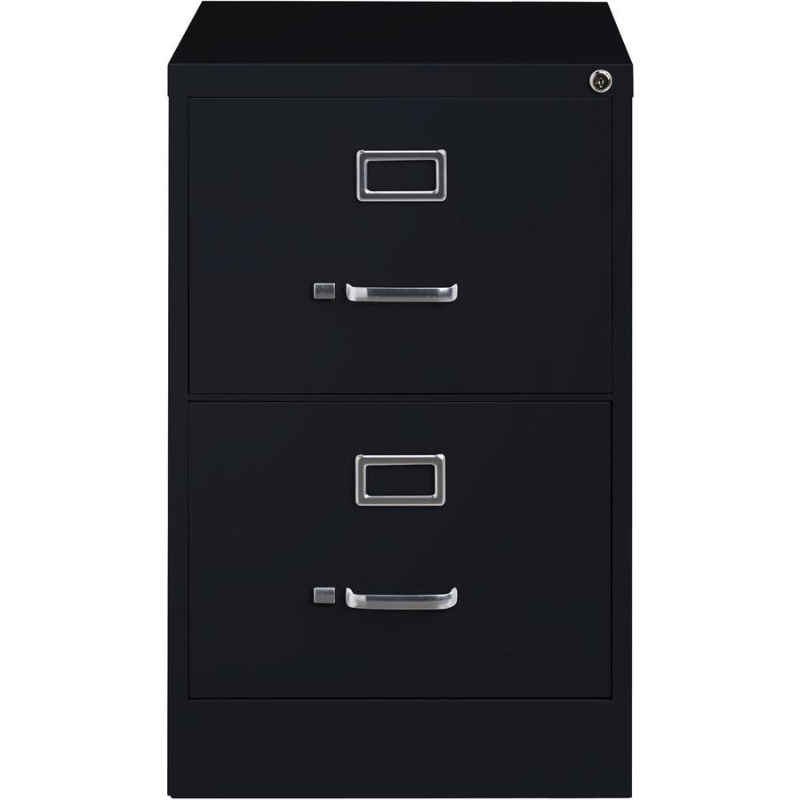 Lorell Fortress Series 26-1/2" Commercial-Grade Vertical File Cabinet - 18" x 26.5" x 28.4" - 2 x Drawer(s) for File - Legal - Vertical - Lockable, Ball-bearing Suspension, Heavy Duty - Black - Steel . Picture 3