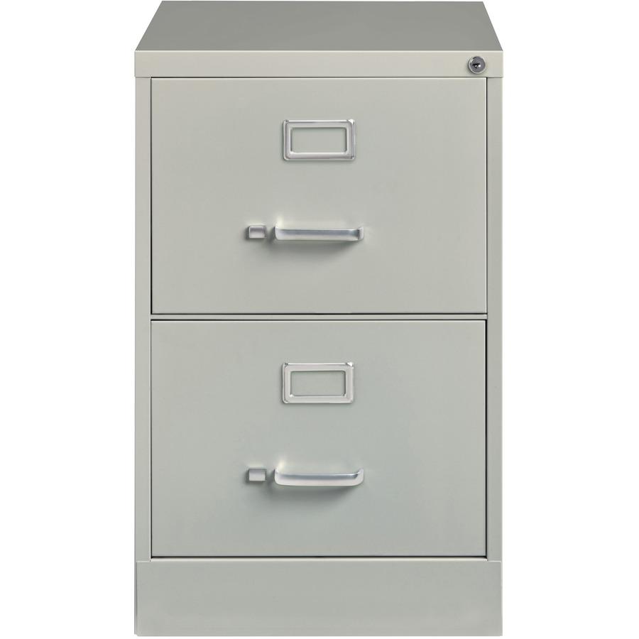 Lorell Fortress Series 26-1/2" Commercial-Grade Vertical File Cabinet - 18" x 26.5" x 28.4" - 2 x Drawer(s) for File - Legal - Vertical - Lockable, Ball-bearing Suspension, Heavy Duty - Light Gray - S. Picture 3