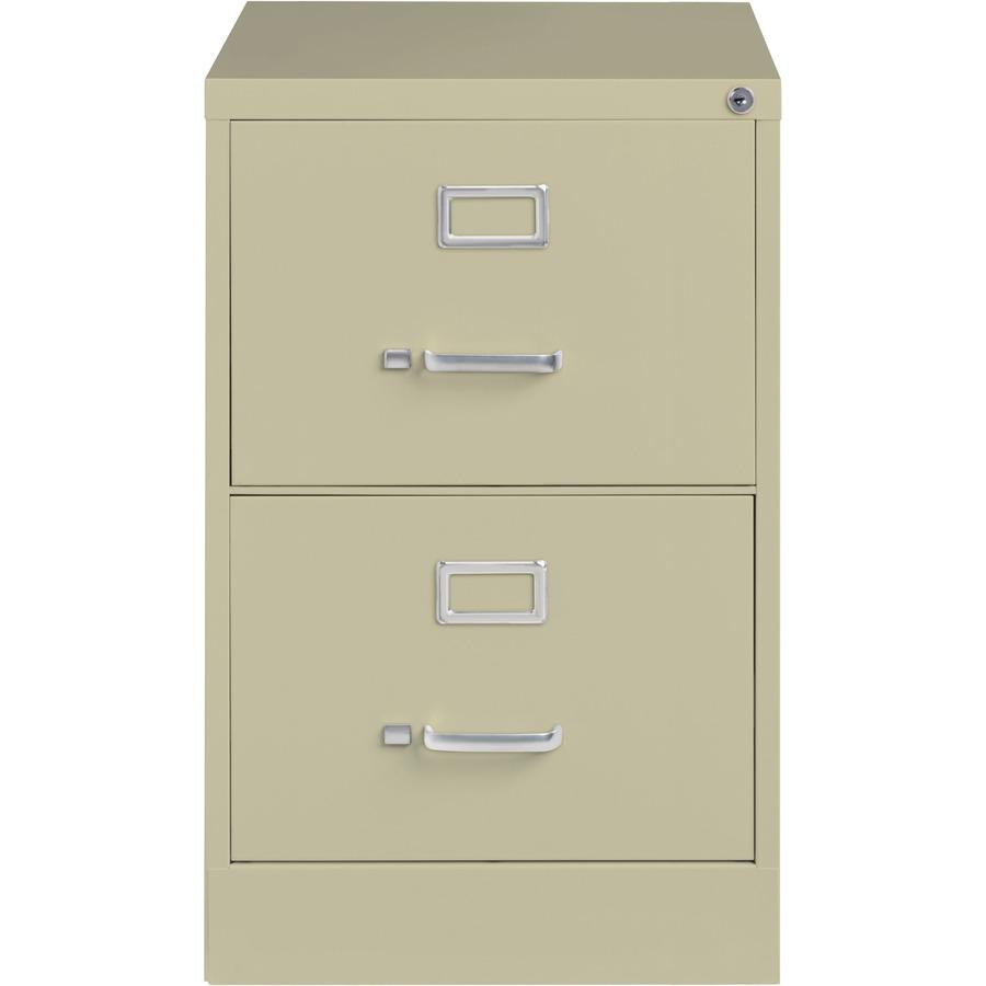 Lorell Fortress Series 26-1/2" Commercial-Grade Vertical File Cabinet - 18" x 26.5" x 28.4" - 2 x Drawer(s) for File - Legal - Vertical - Lockable, Ball-bearing Suspension, Heavy Duty - Putty - Steel . Picture 4