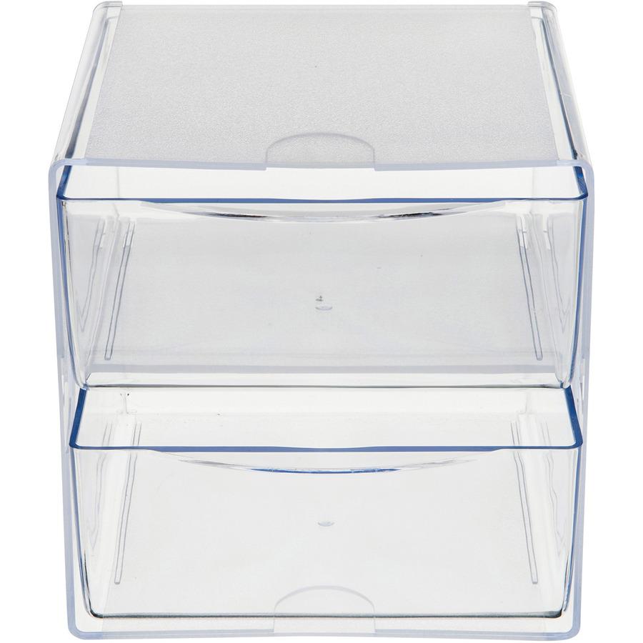 Deflecto Stackable Cube Organizer - 2 Drawer(s) - 6" Height x 6" Width x 7.5" DepthDesktop - Stackable - Clear - Plastic - 1 Each. Picture 12