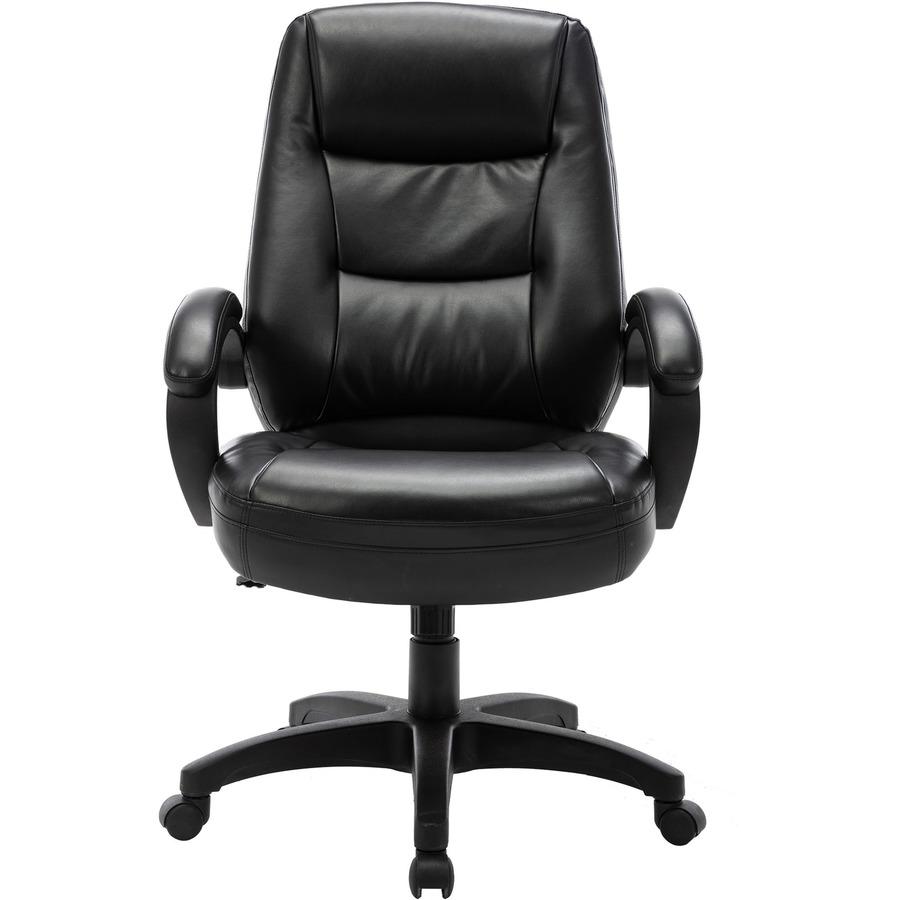 Lorell Westlake High Back Executive Chair - Black Leather Seat - Black Polyurethane Frame - High Back - Black - 1 Each. Picture 5