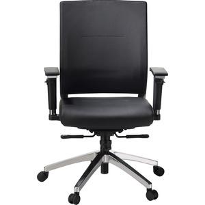 Lorell Lower Back Swivel Executive Chair - Black Leather Seat - 5-star Base - Black - 1 Each. Picture 10
