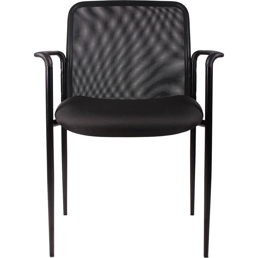 Lorell Reception Side Chair with Molded Cap Arms - Black Seat - Mesh Back - Steel Frame - Four-legged Base - 1 Each. Picture 4