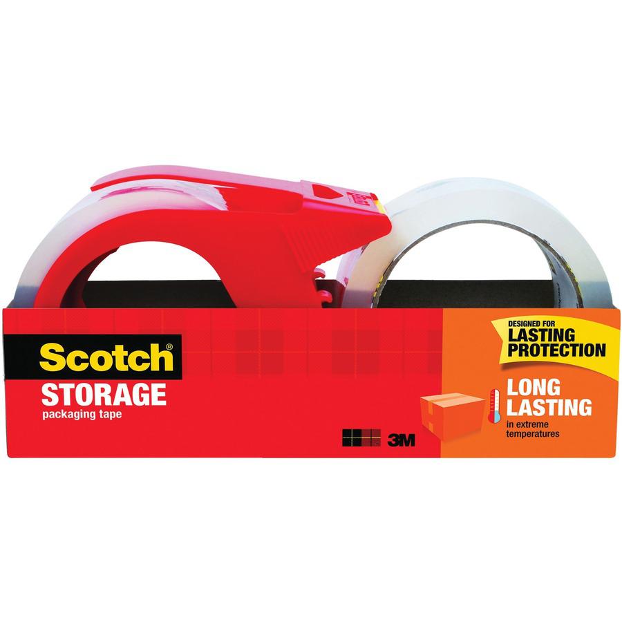 Scotch Long-Lasting Storage/Packaging Tape - 54.60 yd Length x 1.88" Width - 2.4 mil Thickness - 3" Core - Acrylic - Dispenser Included - For Mailing, Packing - 4 / Pack - Clear. Picture 3