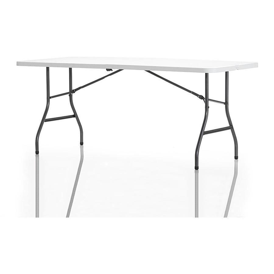 Cosco 6 foot Centerfold Blow Molded Folding Table - Rectangle Top - Folding Base - 29.63" Table Top Width x 72" Table Top Depth - 29.25" Height - White - 1 Each. Picture 14