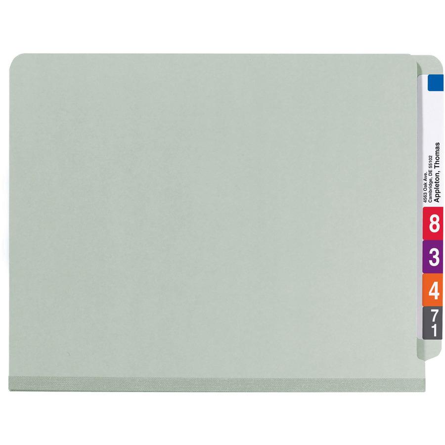 Smead Letter Recycled Classification Folder - 8 1/2" x 11" - 2" Expansion - 6 x 2K Fastener(s) - 2 Divider(s) - Pressboard - Gray, Green - 100% Recycled - 10 / Box. Picture 6
