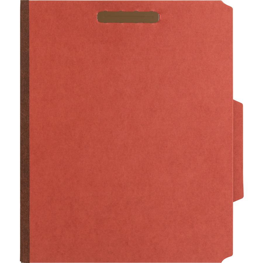 Nature Saver 2/5 Tab Cut Letter Recycled Classification Folder - 8 1/2" x 11" - 4 Fastener(s) - 2" Fastener Capacity for Folder, 1" Fastener Capacity for Divider - 1 Divider(s) - Pressboard - Redrope . Picture 3