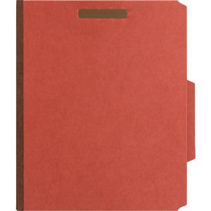 Nature Saver 2/5 Tab Cut Letter Recycled Classification Folder - 8 1/2" x 11" - 6 Fastener(s) - 2" Fastener Capacity for Folder, 1" Fastener Capacity for Divider - 2 Divider(s) - Pressboard - Red - 10. Picture 6