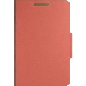 Nature Saver 2/5 Tab Cut Legal Recycled Classification Folder - 8 1/2" x 14" - 6 Fastener(s) - 2" Fastener Capacity for Folder, 1" Fastener Capacity for Divider - 2 Divider(s) - Pressboard - Red - 100. Picture 4
