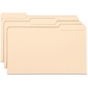 Business Source 1/3 Tab Cut Legal Recycled Top Tab File Folder - 8 1/2" x 14" - Top Tab Location - Assorted Position Tab Position - Manila - 10% Recycled - 100 / Box. Picture 3