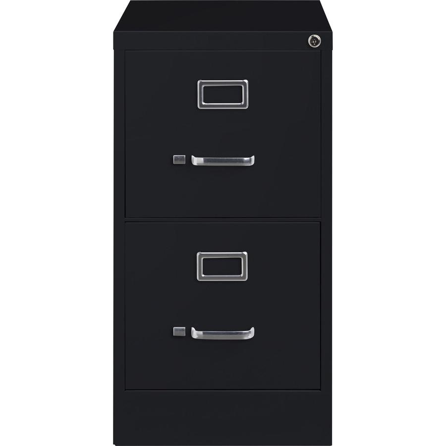 Lorell Fortress Series 22" Commercial-Grade Vertical File Cabinet - 15" x 22" x 28.4" - 2 x Drawer(s) for File - Letter - Lockable, Ball-bearing Suspension - Black - Steel - Recycled. Picture 4