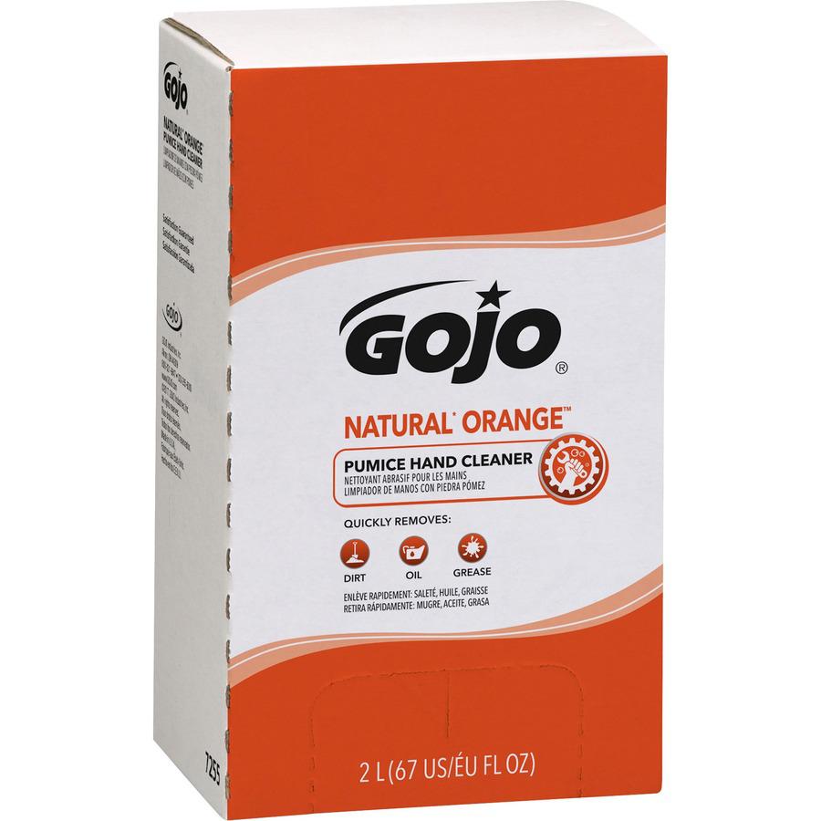 Gojo&reg; Natural Orange Pumice Hand Cleaner Refill - Orange Citrus ScentFor - 67.6 fl oz (2 L) - Dirt Remover, Grease Remover, Soilage Remover - Hand - Gray - 4 / Carton. Picture 3