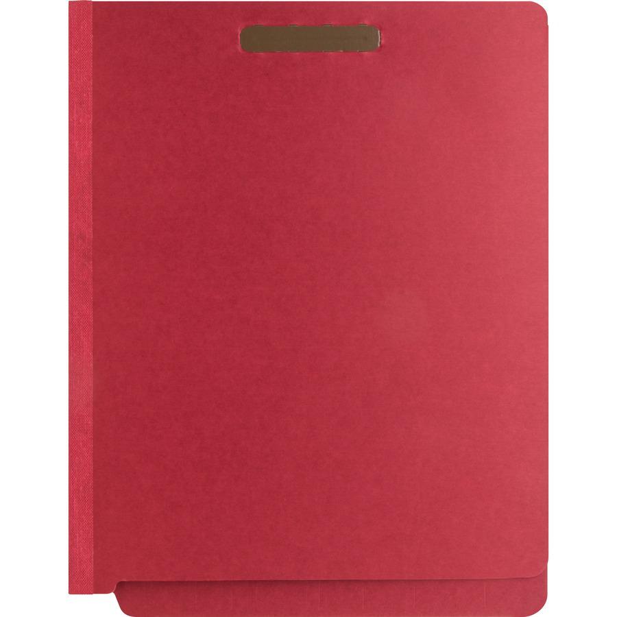 Nature Saver Letter Recycled Classification Folder - 8 1/2" x 11" - End Tab Location - 2 Divider(s) - Fiberboard - Bright Red - 100% Recycled - 10 / Box. Picture 6