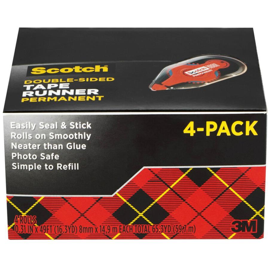 Scotch Double-Sided Tape Runner - 4 / Pack - Clear. Picture 4