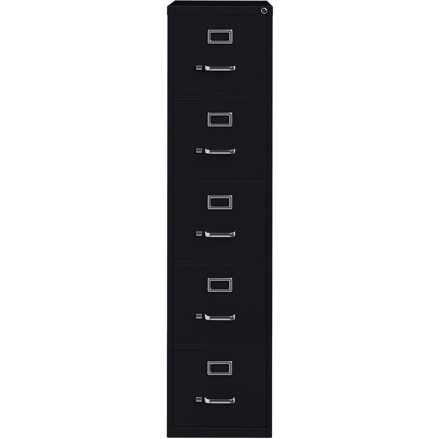 Lorell Fortress Series 26-1/2" Commercial-Grade Vertical File Cabinet - 15" x 26.5" x 61.6" - 5 x Drawer(s) for File - Letter - Vertical - Heavy Duty, Security Lock, Ball-bearing Suspension - Black - . Picture 3
