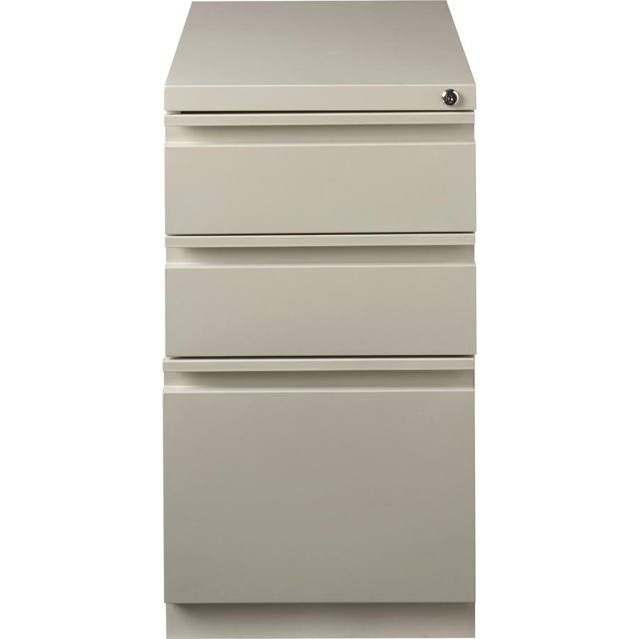 Lorell 20" Box/Box/File Mobile File Cabinet with Full-Width Pull - 15" x 20" x 27.8" - Letter - Ball-bearing Suspension, Security Lock, Recessed Handle - Putty - Steel - Recycled. Picture 6