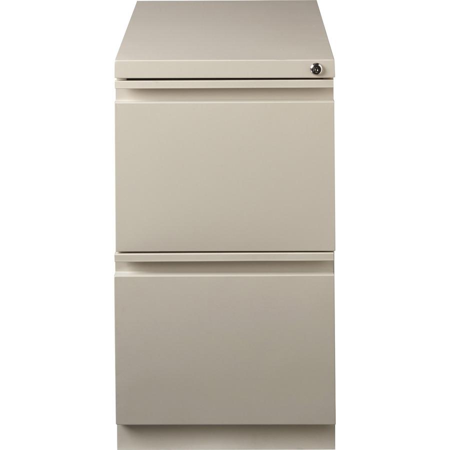 Lorell 20" File/File Mobile File Cabinet with Full-Width Pull - 15" x 20" x 27.8" - Letter - Recessed Handle, Ball-bearing Suspension, Security Lock - Putty - Steel - Recycled. Picture 6