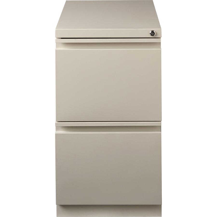 Lorell 23" File/File Mobile File Cabinet with Full-Width Pull - 15" x 22.9" x 27.8" - Letter - Ball-bearing Suspension, Security Lock, Recessed Handle - Putty - Steel - Recycled. Picture 6