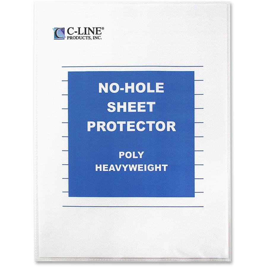C-Line No-Hole Heavyweight Poly Sheet Protectors - Clear, Top Loading, 11 x 8-1/2, 25/BX, 62907. Picture 5