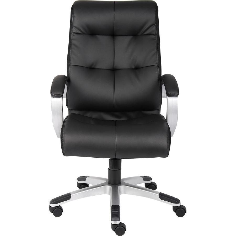 Lorell Executive Chair - Black Leather Seat - 5-star Base - Black - 1 Each. Picture 3