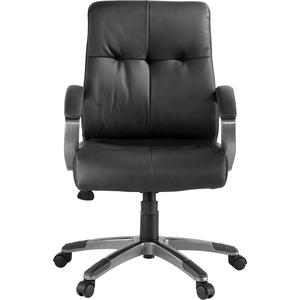 Lorell Managerial Chair - Black Leather Seat - 5-star Base - Black - 1 Each. Picture 4
