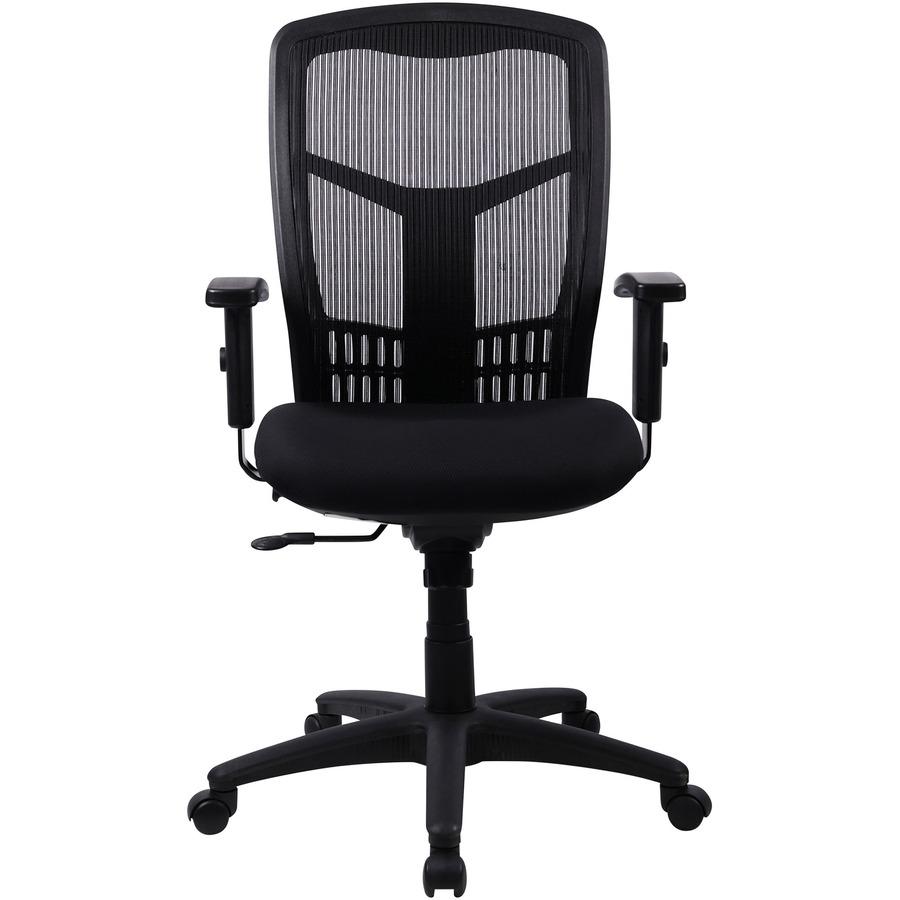 Lorell Executive Mesh High-back Swivel Chair - Black Fabric Seat - Steel Frame - Black - 1 Each. Picture 4