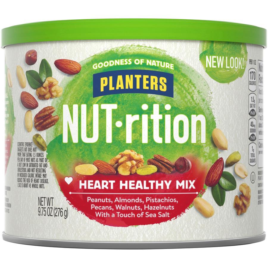 Planters Kraft NUT-rition Heart Healthy Mix - Resealable Container - Almond, Pecan, Hazelnut, Pistachio, Peanut, Walnut - 9.75 oz - 1 Each. Picture 4