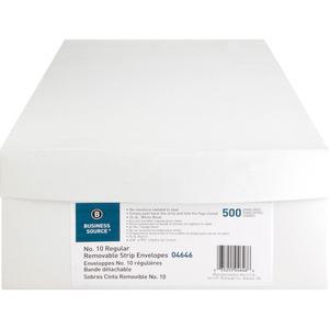 Business Source Plain Peel/Seal Business Envelopes - Business - #10 - 9 1/2" Width x 4 1/8" Length - 24 lb - Peel & Seal - Wove - 500 / Box - White. Picture 7