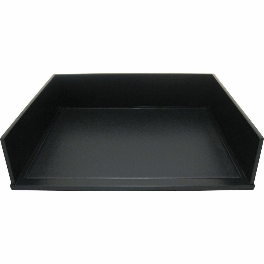 Victor 1154-5 Midnight Black Stacking Letter Tray - Desktop - Black - Wood, Faux Leather - 1Each. Picture 3