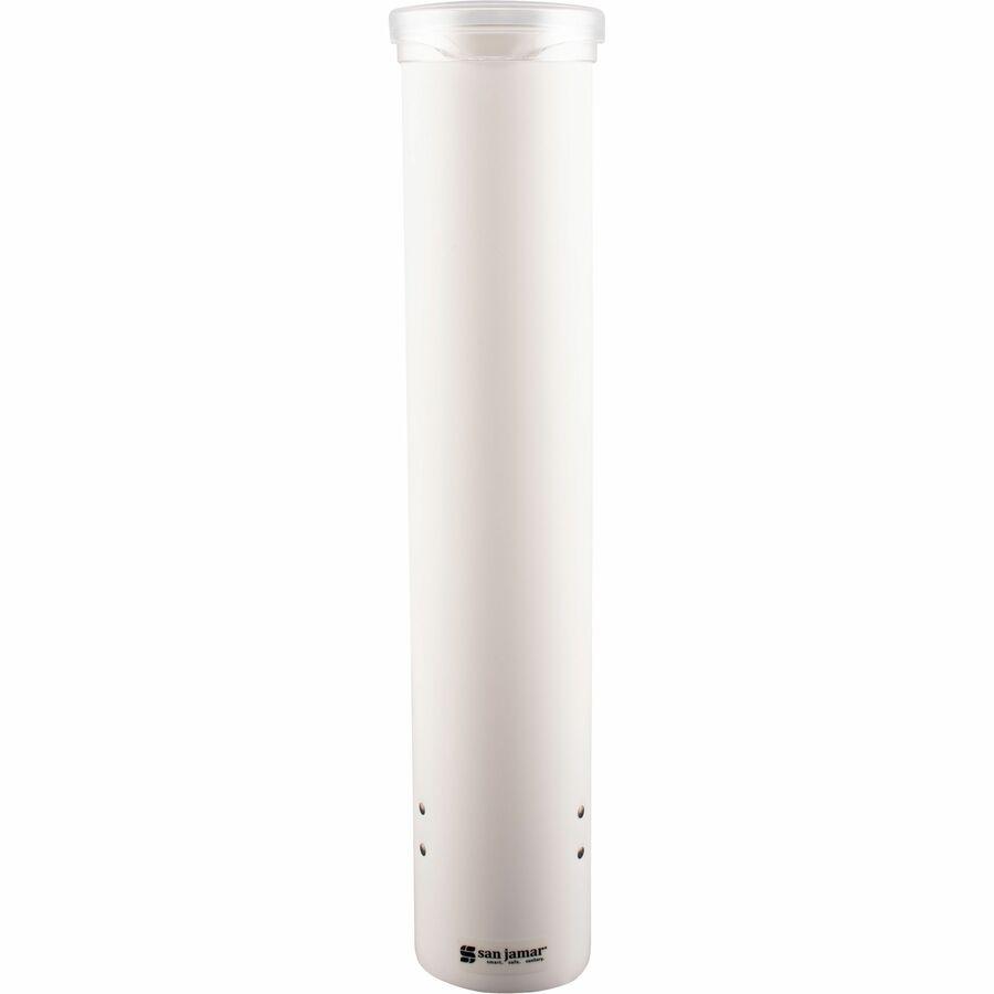 San Jamar Small Pull-type Water Cup Dispenser - 16" Tube - Pull Dispensing - Wall Mountable - Transparent White - Plastic - 1 Each. Picture 4